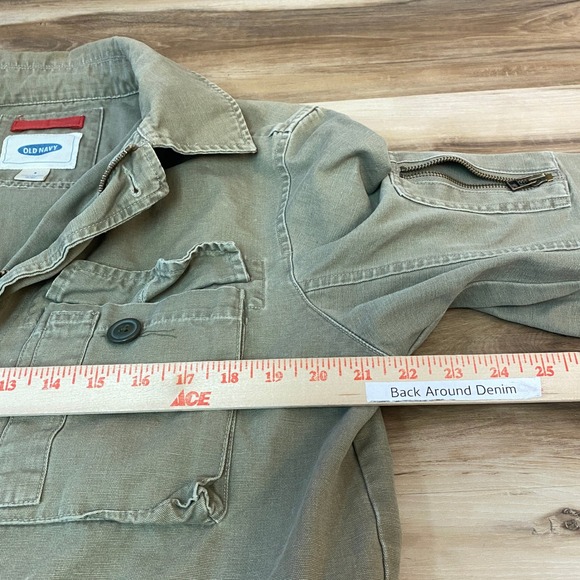 Old Navy Military Field Jacket Mens Small Army Green Full Zip Cotton Utility Zip - Picture 6 of 10